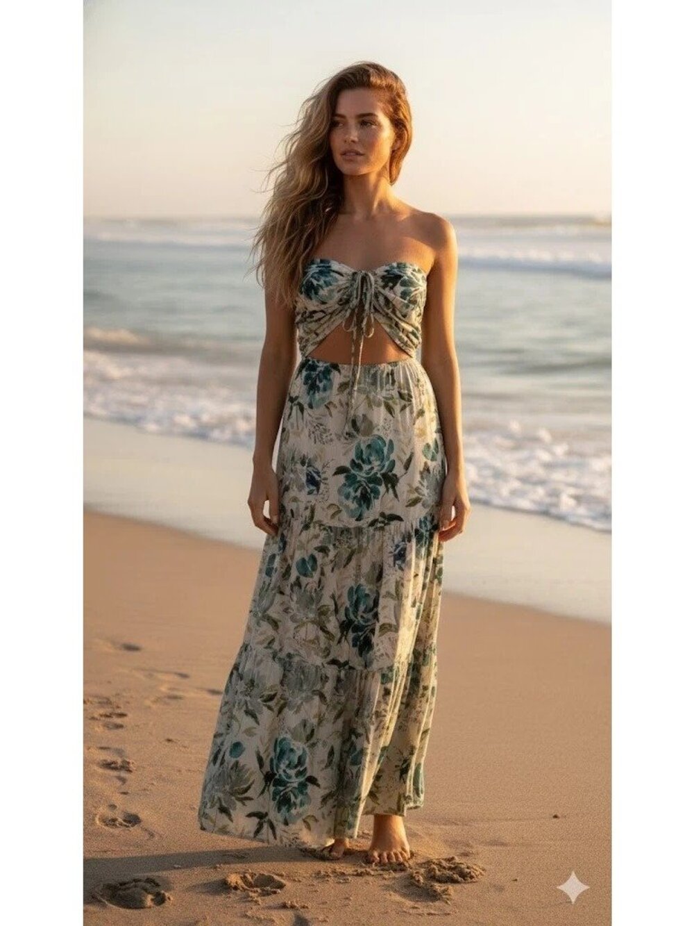 Rays For Days Gaia Maxi Dress Strapless Flowy Womens Size Medium 100% Viscose